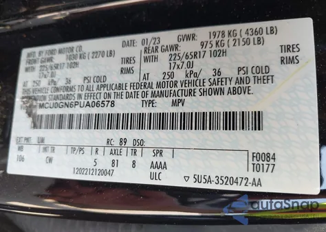 2023 Ford Escape Active from USA, damaged, VIN 1FMCU0GN6PUA06578